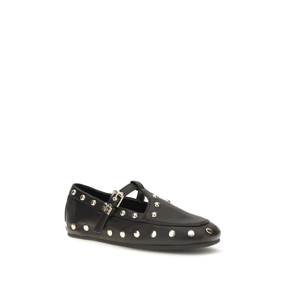 Ganni Black Recycled Polyester Ballet Women's Flats