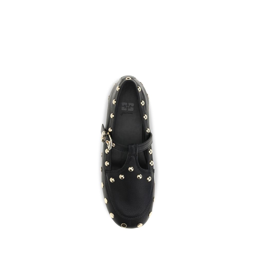 Ganni Black Recycled Polyester Ballet Women's Flats