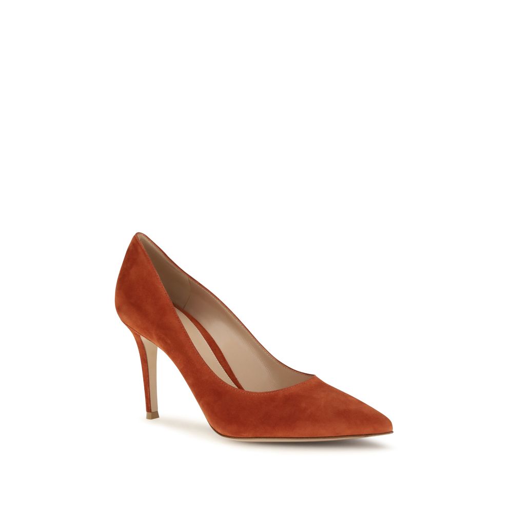 Gianvito Rossi Red Calf Leather Bos Taurus High Heel Women's Pumps
