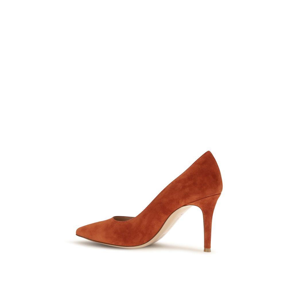Gianvito Rossi Red Calf Leather Bos Taurus High Heel Women's Pumps