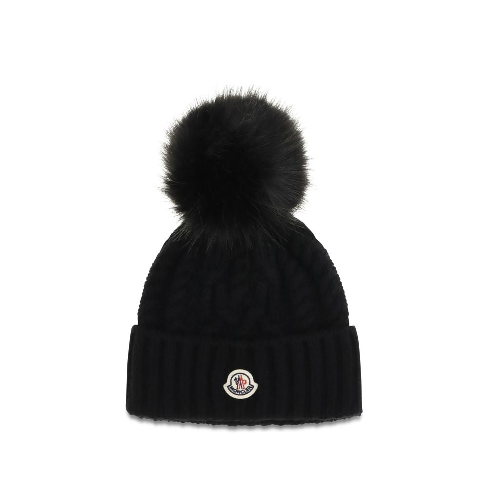 Moncler Black Wool Oves Aries Women's Beanie