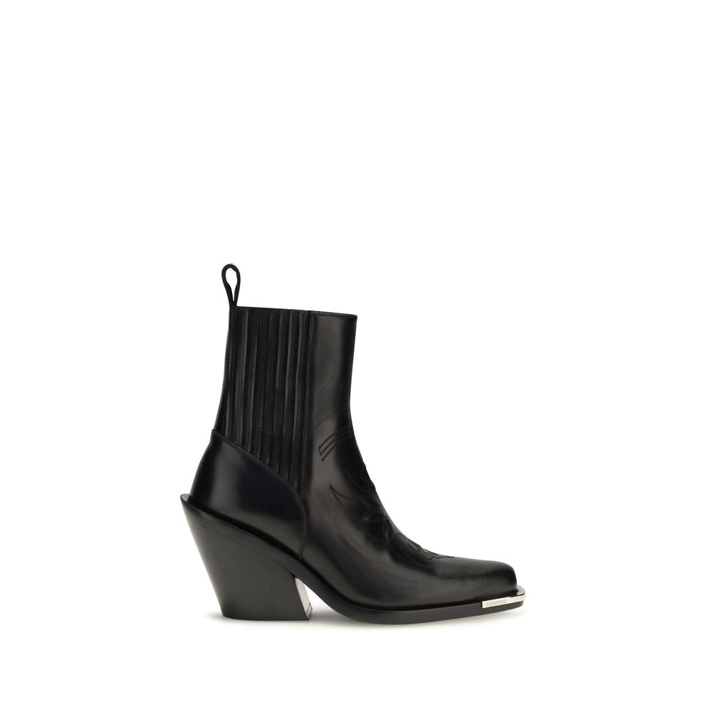 Rabanne Black Calf Leather Bos Taurus Ankle Women's Boots