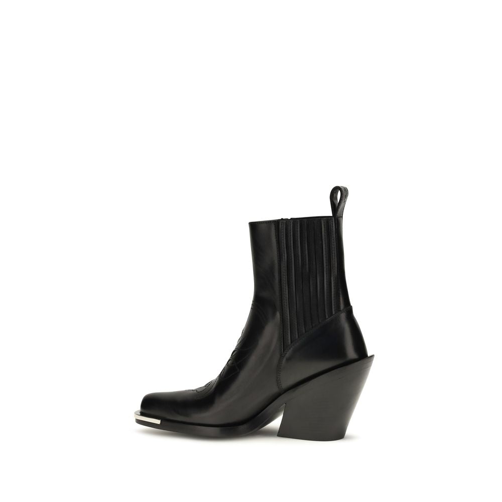 Rabanne Black Calf Leather Bos Taurus Ankle Women's Boots