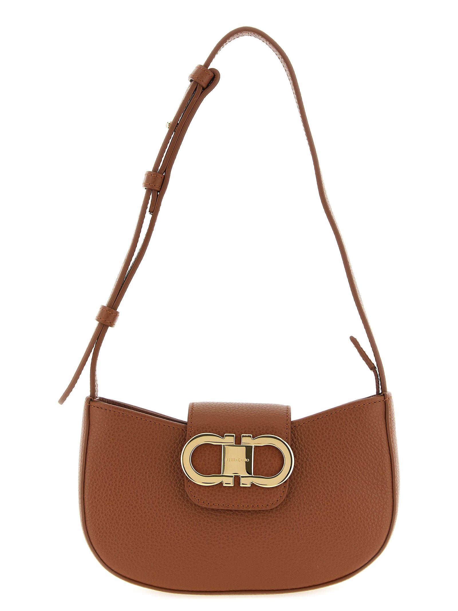 Ferragamo Brown Calfskin Shoulder Women's Bag