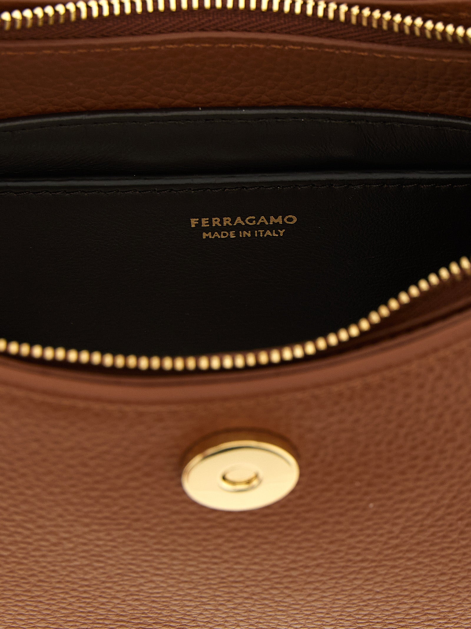 Ferragamo Brown Calfskin Shoulder Women's Bag