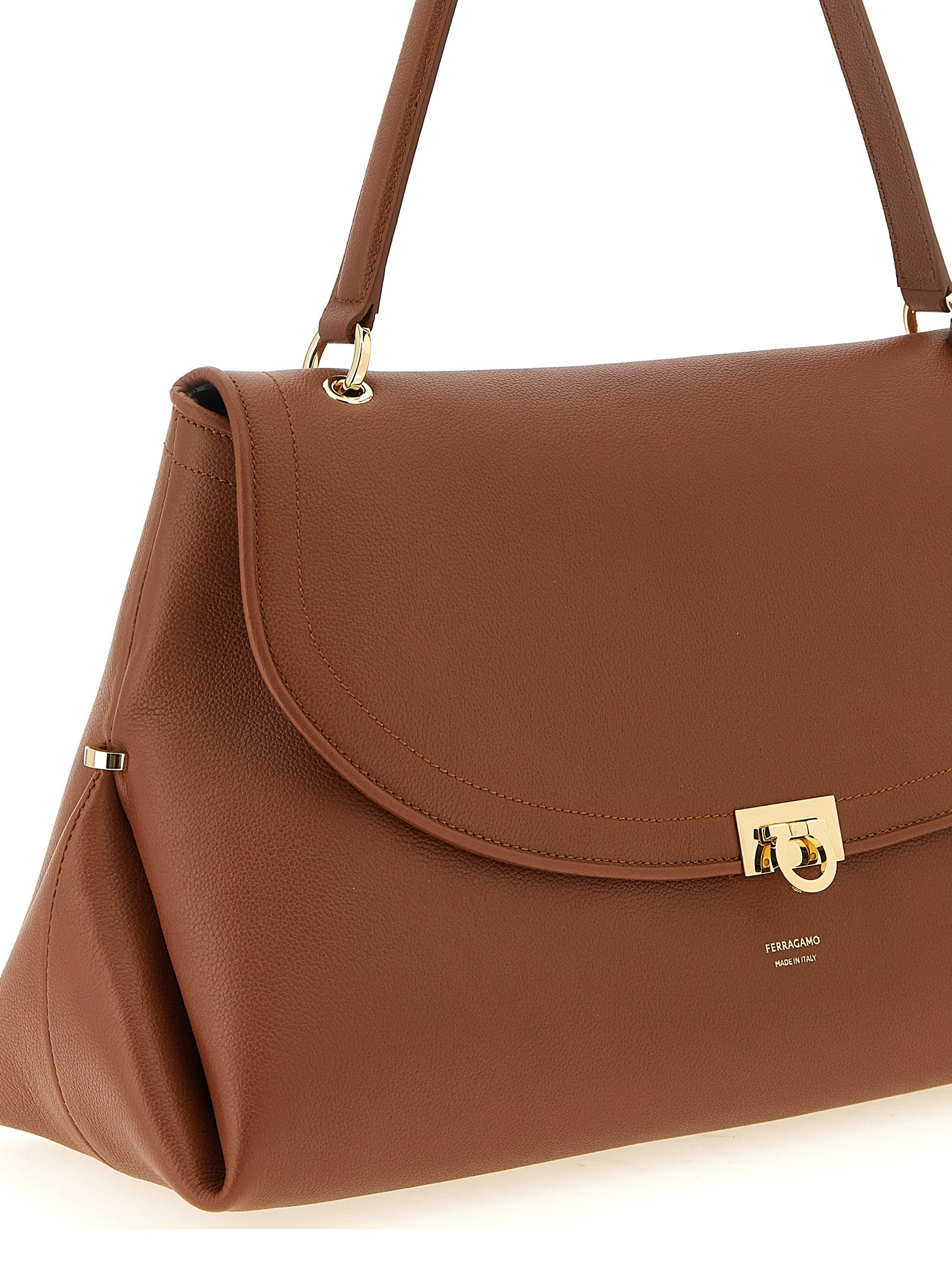 Ferragamo Brown Calfskin Shoulder Women's Bag