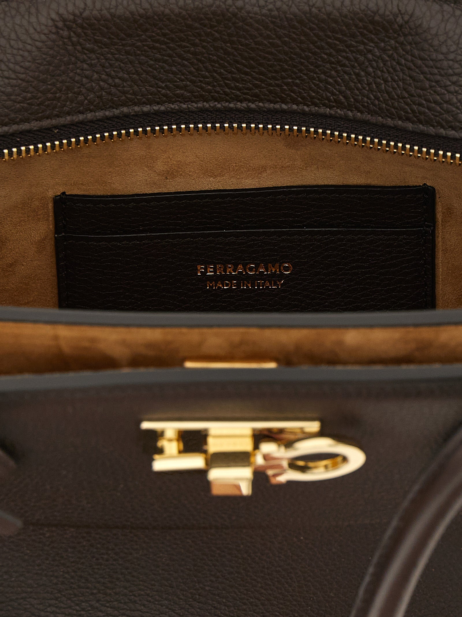 Ferragamo Brown Calfskin Shoulder Women's Bag