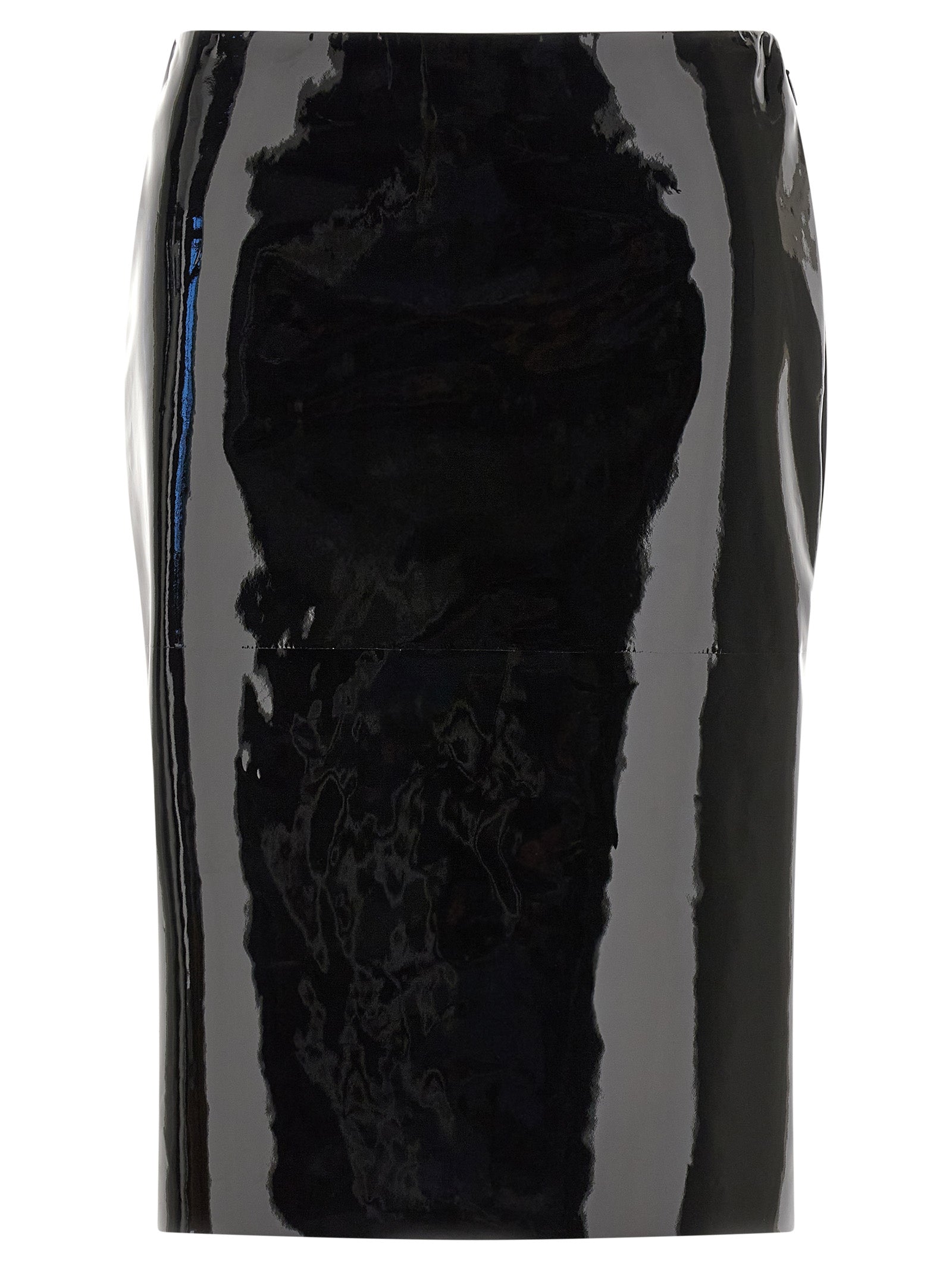 Ferragamo Black Lamb Leather Midi Women's Skirt
