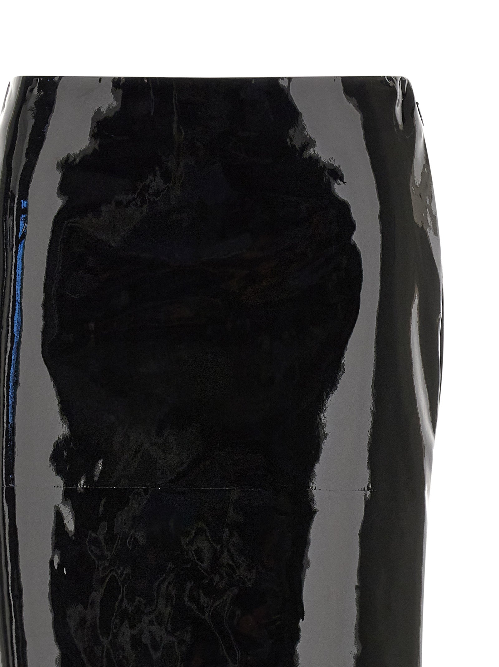 Ferragamo Black Lamb Leather Midi Women's Skirt
