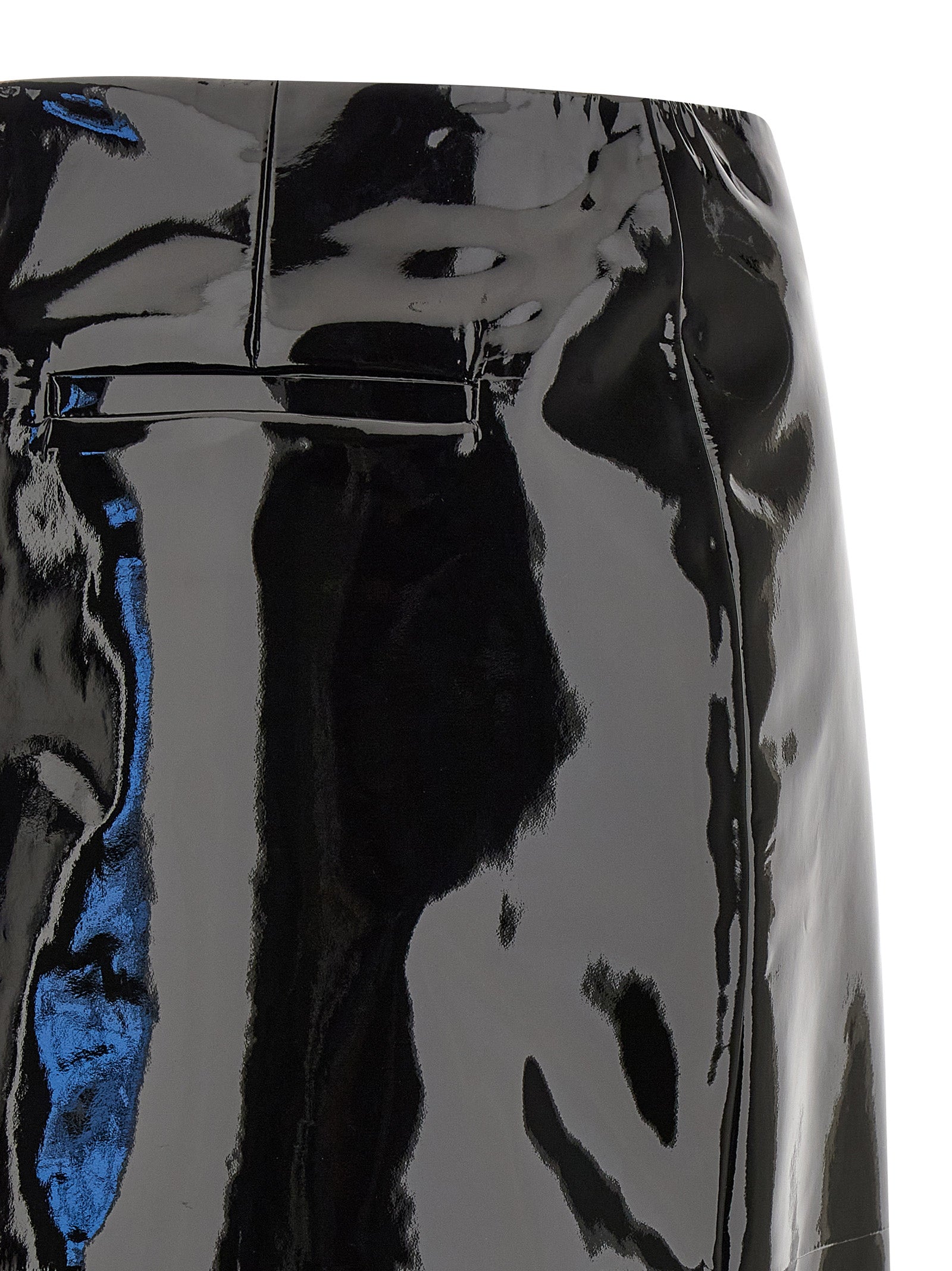 Ferragamo Black Lamb Leather Midi Women's Skirt