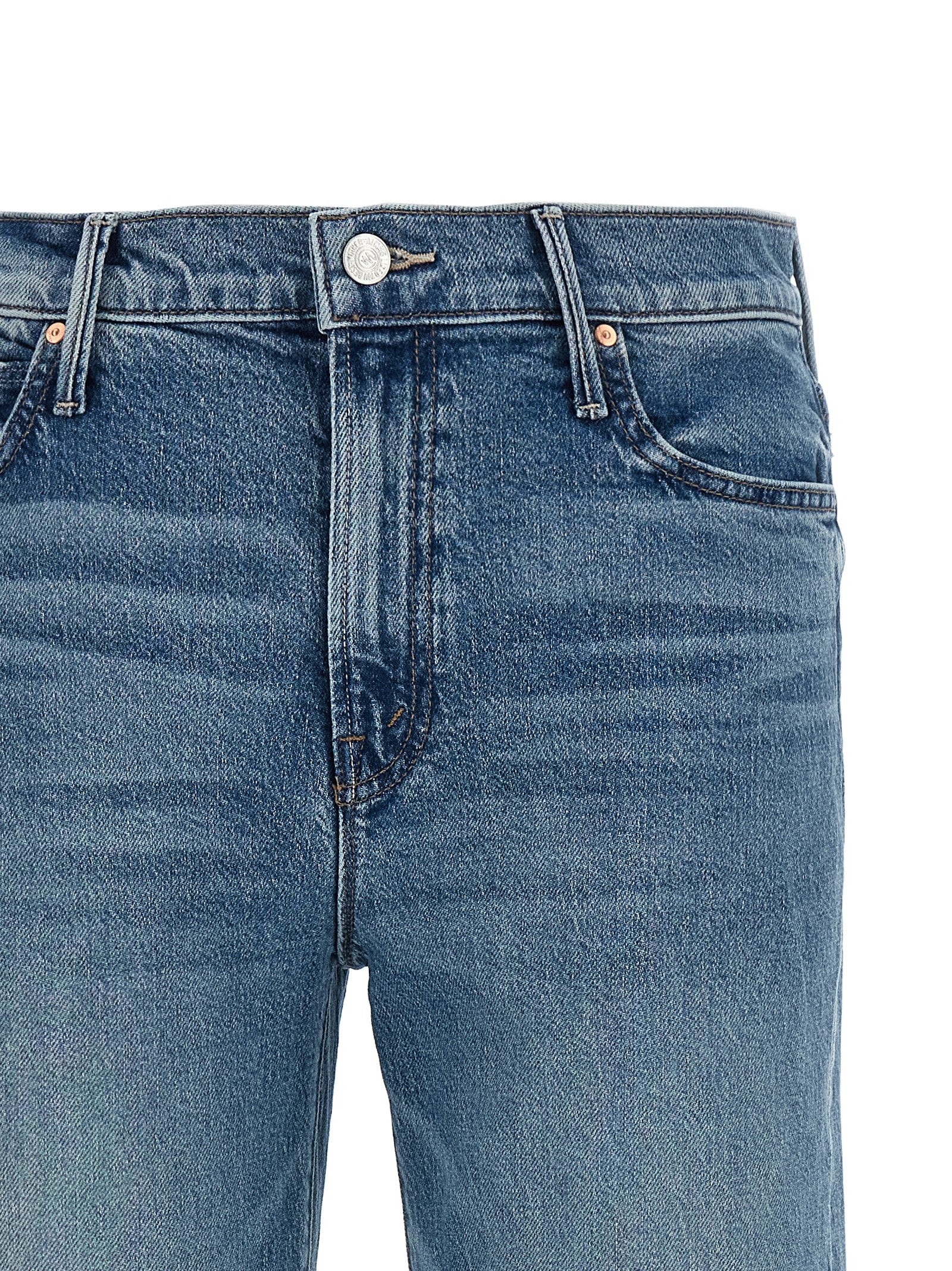 Mother Denim Blue Cotton Straight-Leg Women's Jeans