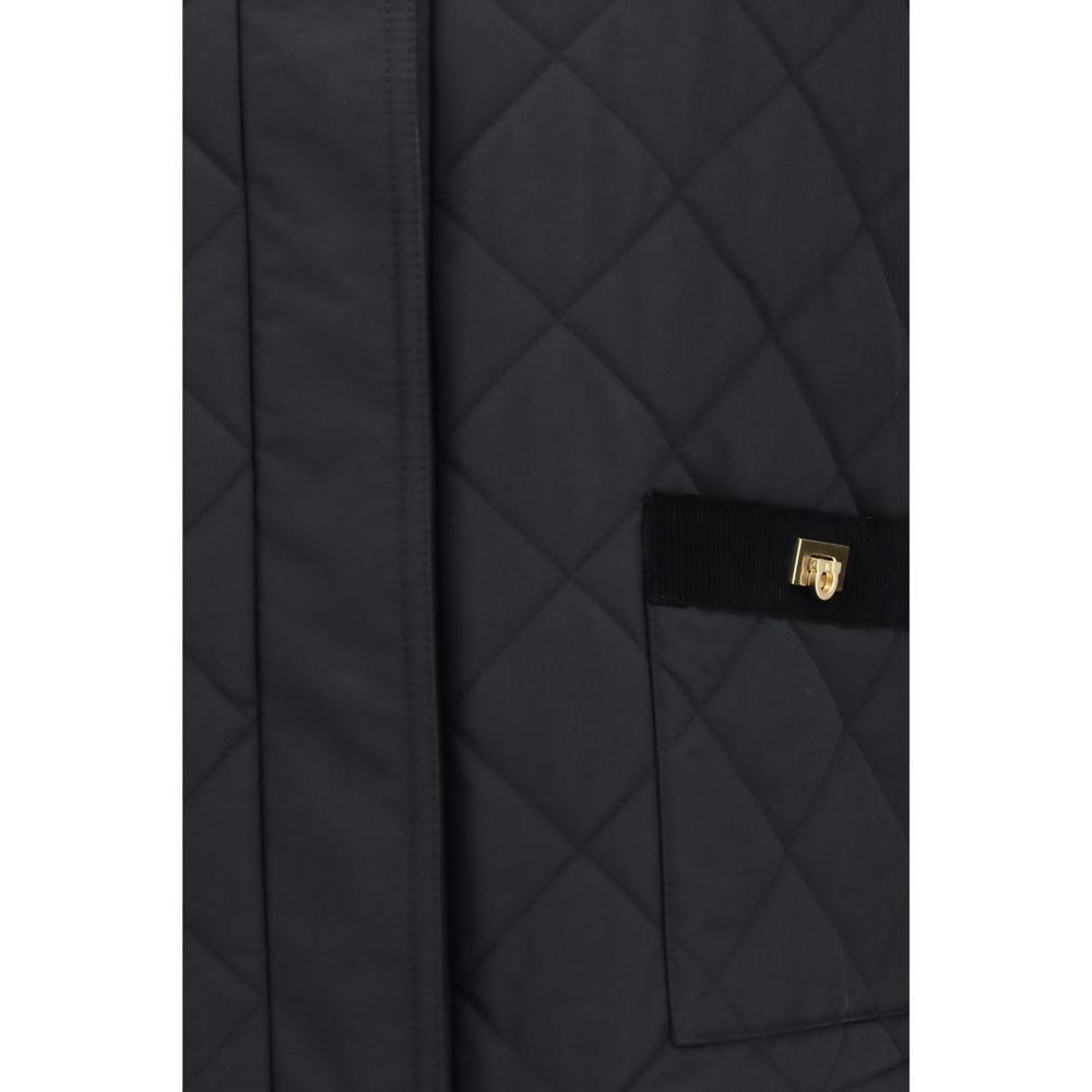 Ferragamo Black Cotton Full-Length Women's Jacket