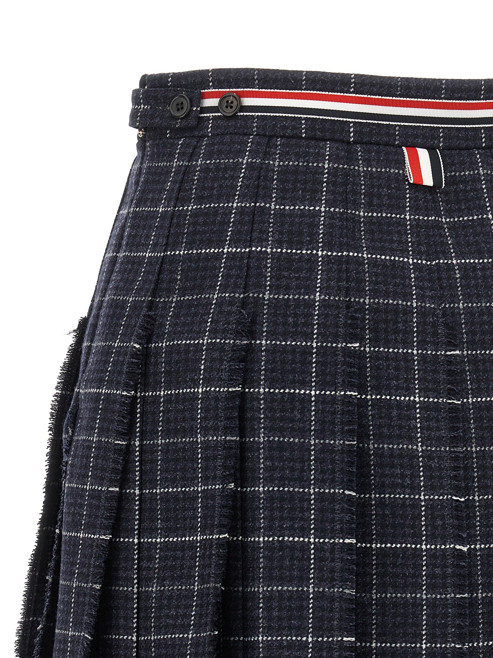 Thom Browne Blue Wool Long Women's Skirt