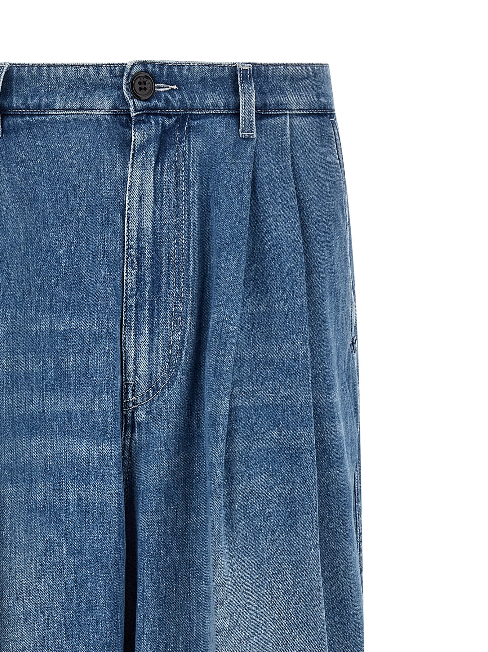 Marni Blue Cotton High-Waisted Men's Jean