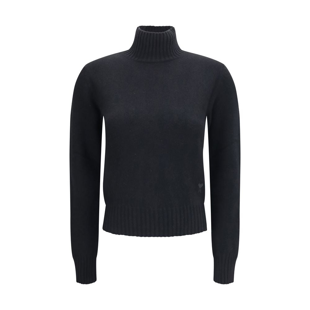 Ami Paris Black Cashmere Women's Turtleneck