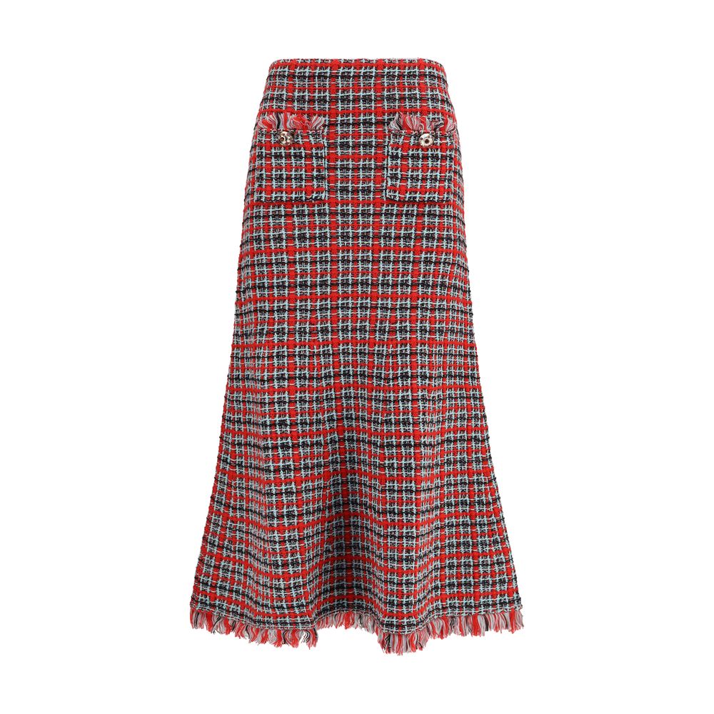 Self-Portrait Red Cotton Midi Women's Skirt