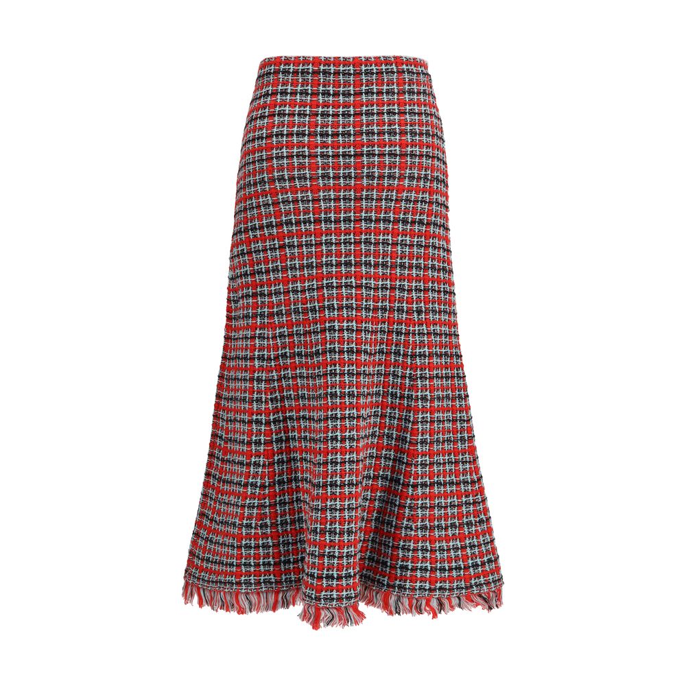Self-Portrait Red Cotton Midi Women's Skirt