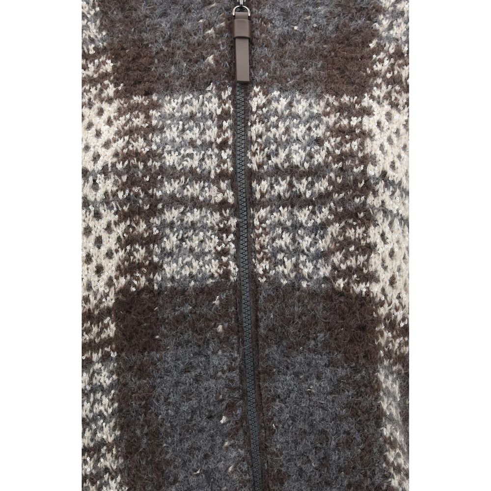 Brunello Cucinelli Gray Mohair Women's Cardigan