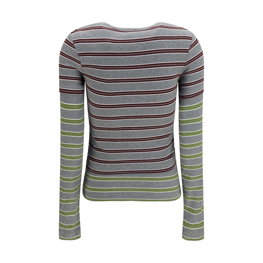 Ganni Gray Cotton Long Sleeve Women's T-Shirt