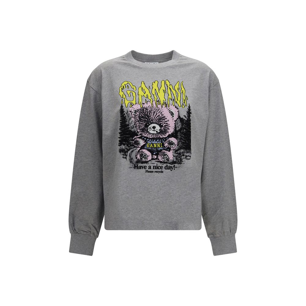 Ganni Gray Cotton Women's Sweatshirt