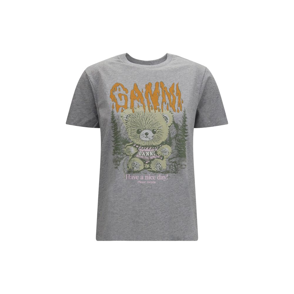 Ganni Gray Cotton Women's T-Shirt