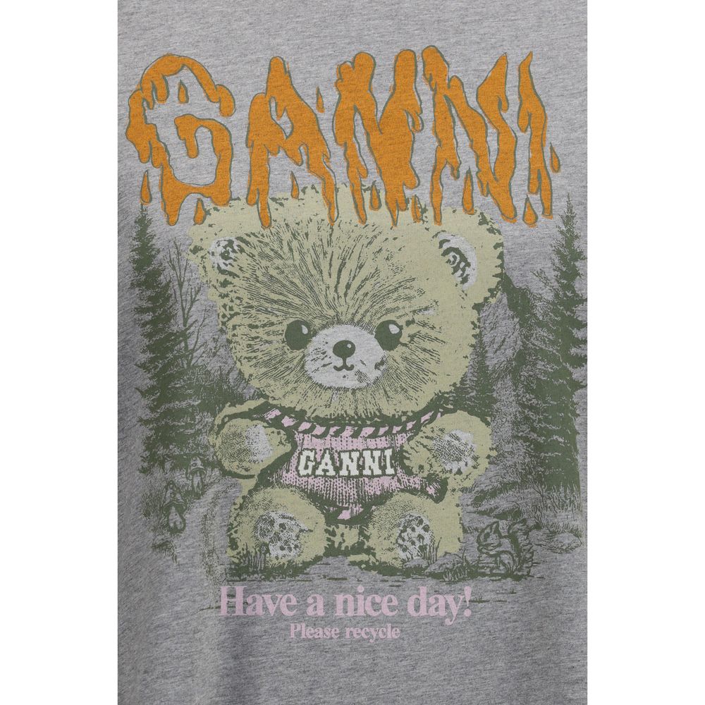 Ganni Gray Cotton Women's T-Shirt