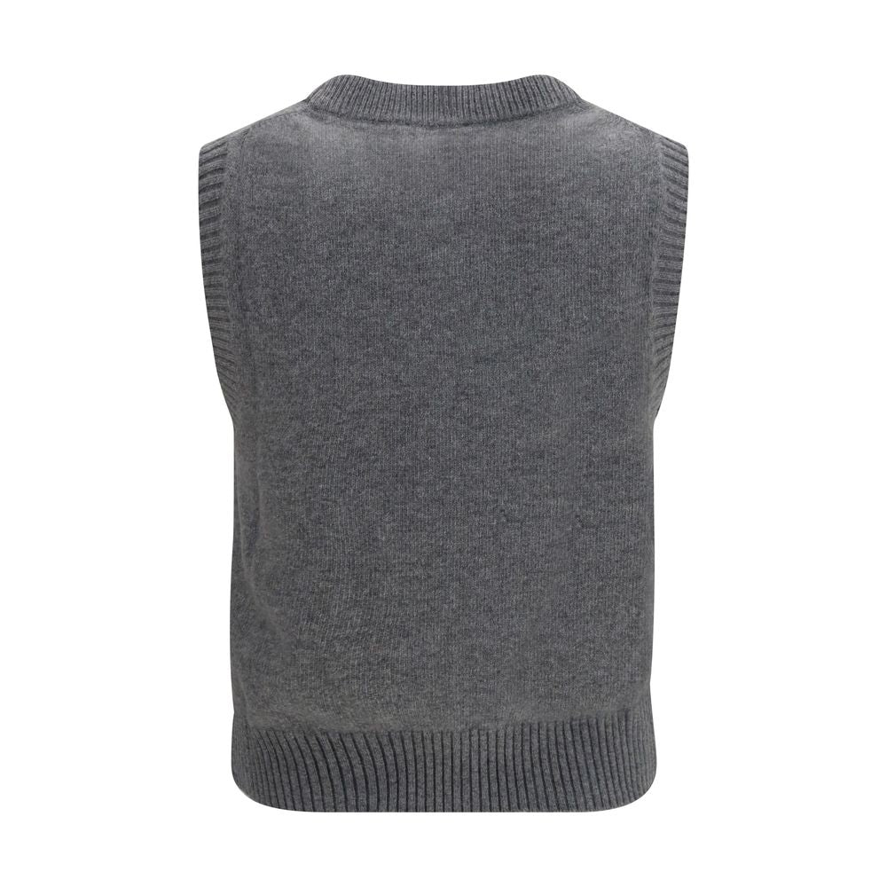 Ganni Gray Wool Oves Aries Sleeveles Women's Sweater