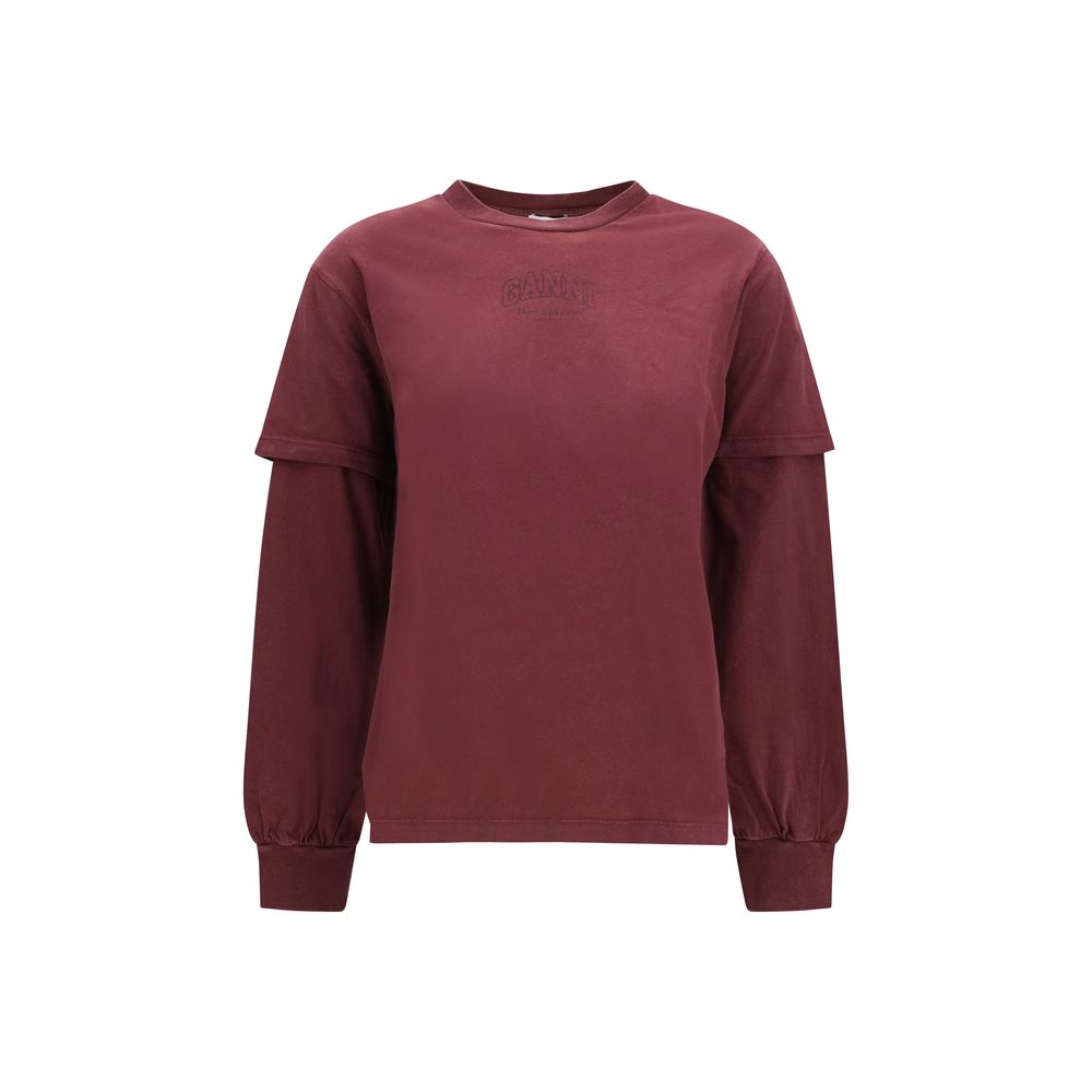 Ganni Bordeaux Cotton Women's Sweatshirt