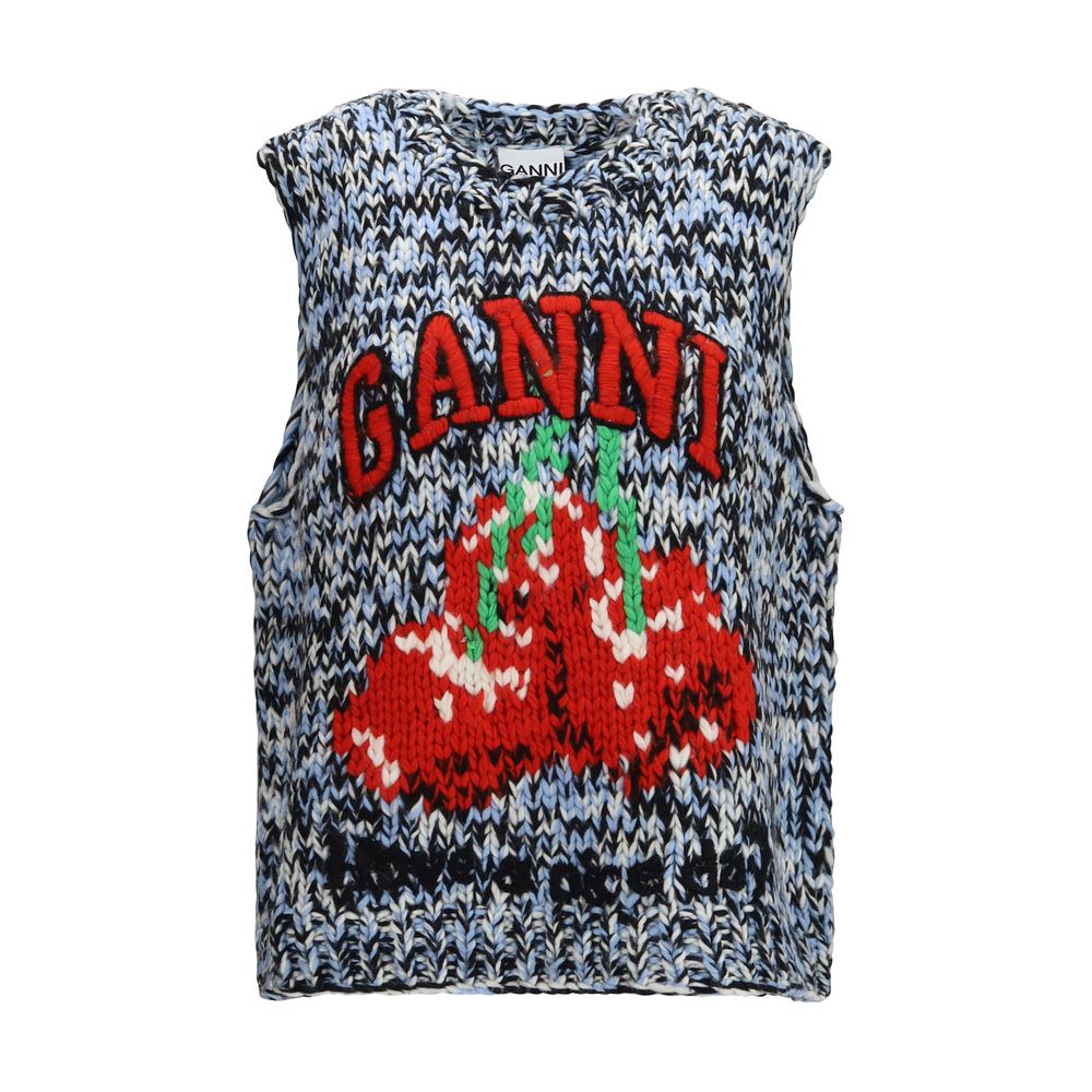 Ganni Multicolor Wool Oves Aries Sleeveles Women's Sweater