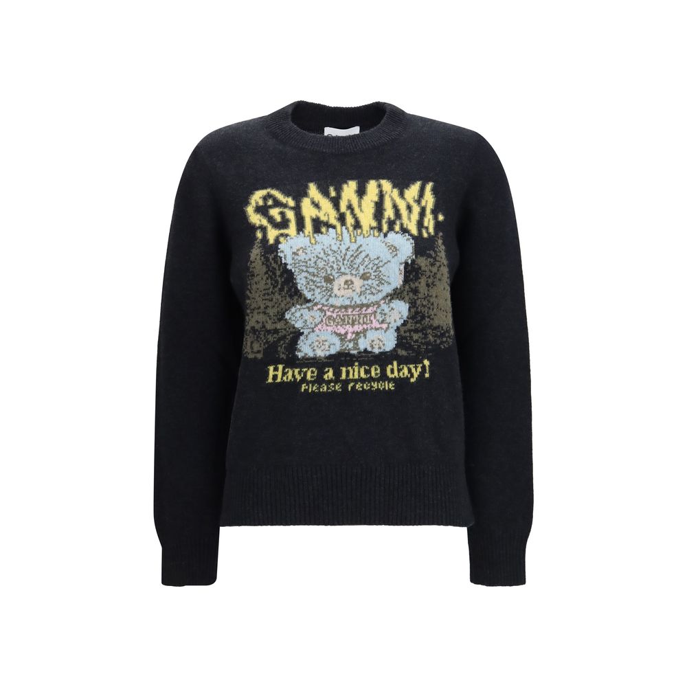 Ganni Black Recycled Wool Women's Sweatshirt