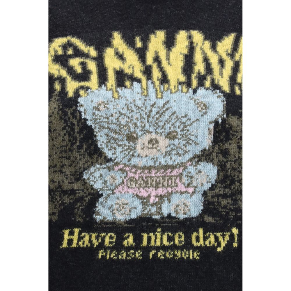 Ganni Black Recycled Wool Women's Sweatshirt