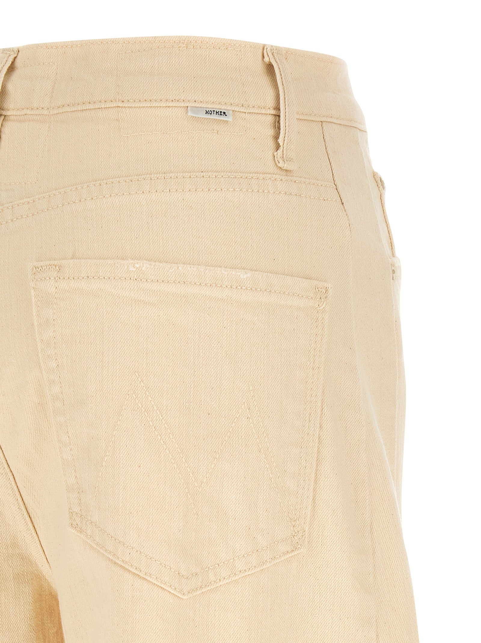 Mother Denim Beige Cotton High-Waisted Women's Jean