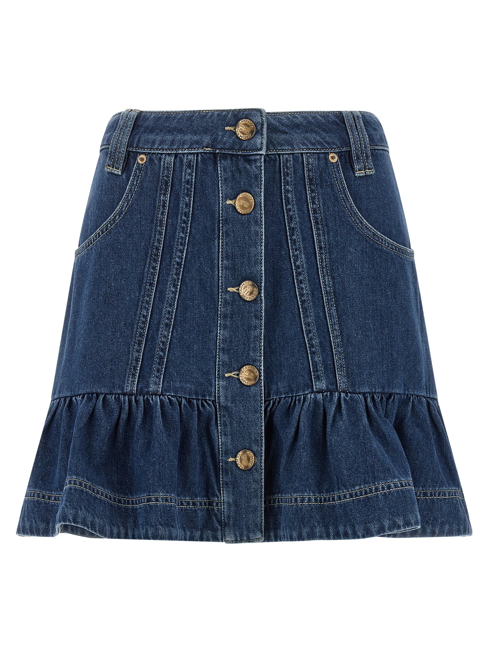 FARM RIO Blue Cotton Long Women's Skirt