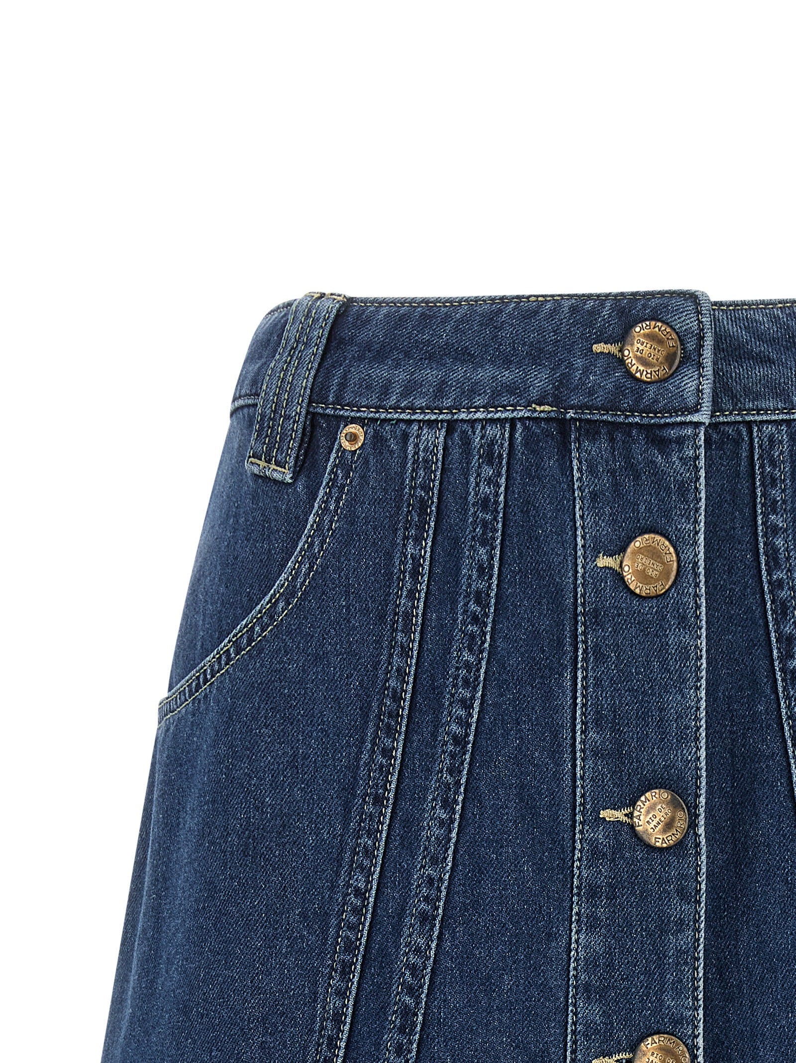 FARM RIO Blue Cotton Long Women's Skirt