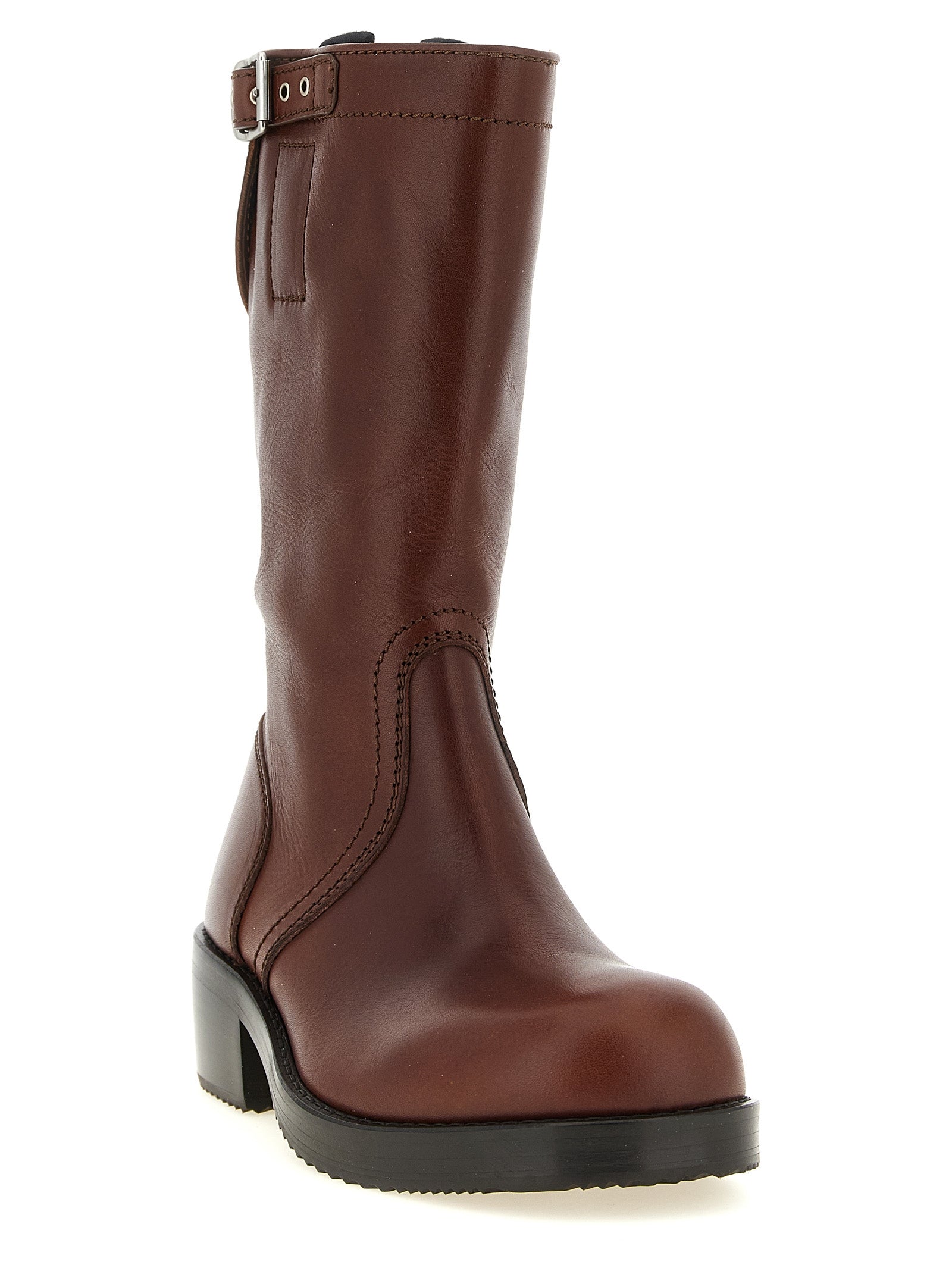 Dries Van Noten Brown Bovine Leather Ankle Women's Boots