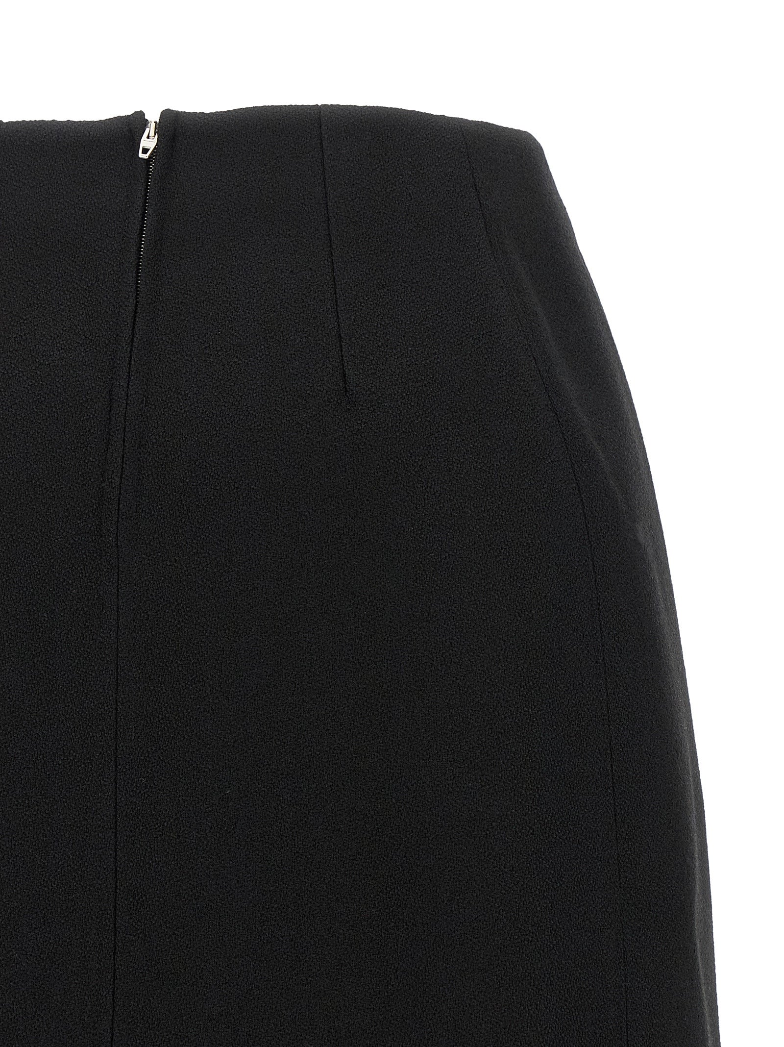 Jil Sander Black Virgin Wool Midi Women's Skirt