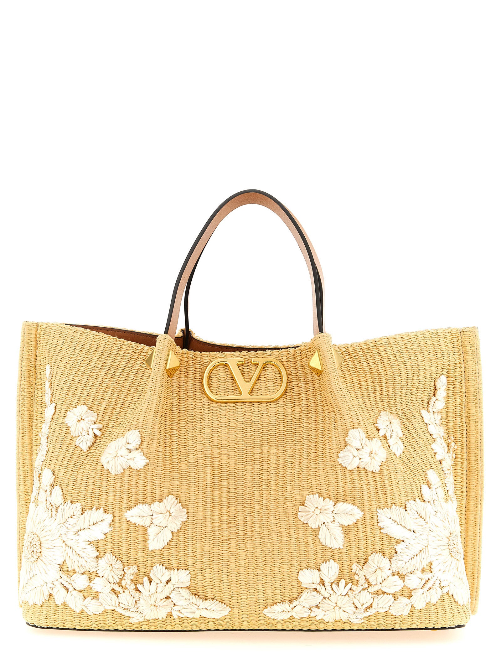 Valentino Garavani Beige Cotton Tote Women's Bag
