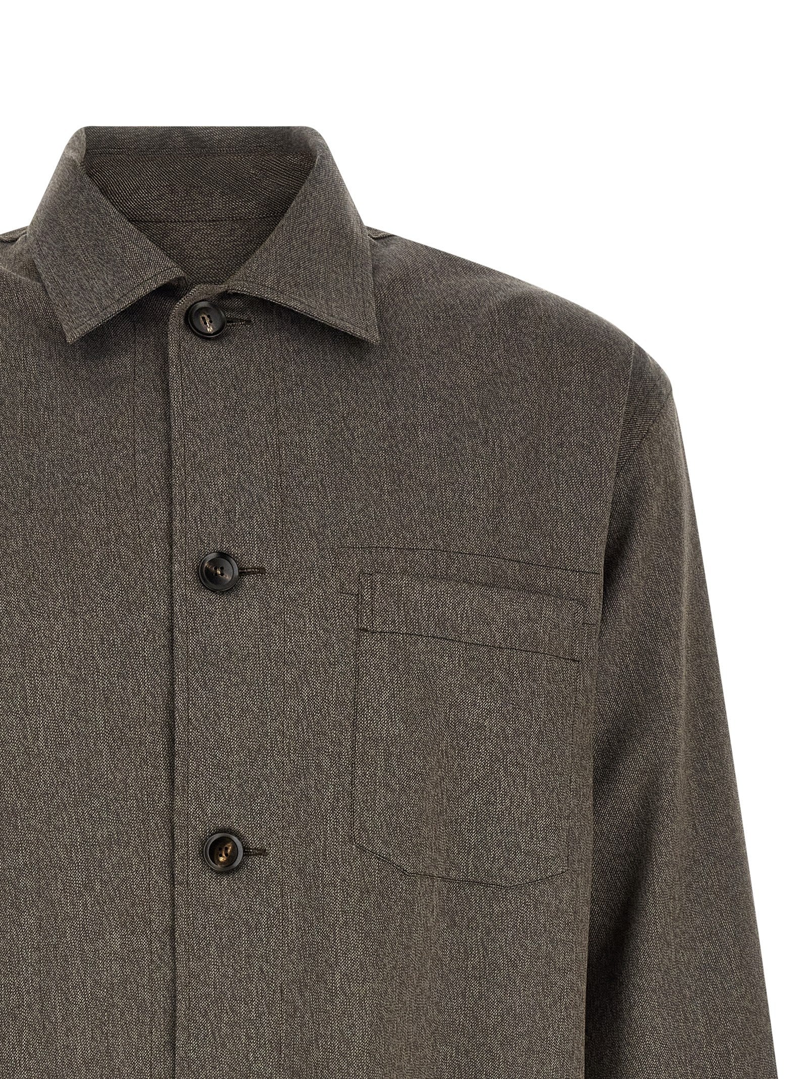 Brioni Brown Wool Men's Blouse