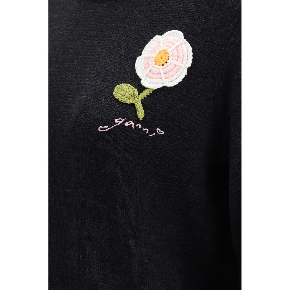 Ganni Black Wool Oves Aries Women's Sweatshirt