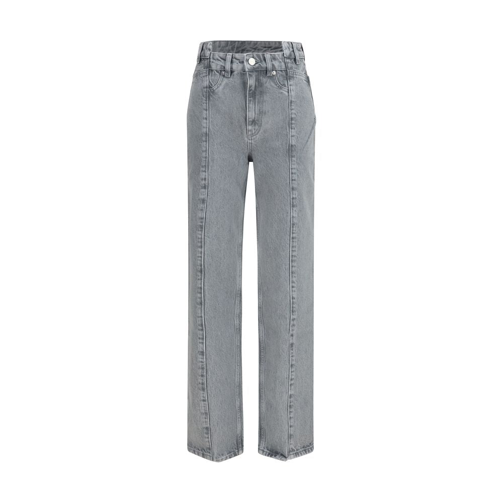 Ganni Gray Cotton Straight-Leg Women's Jeans