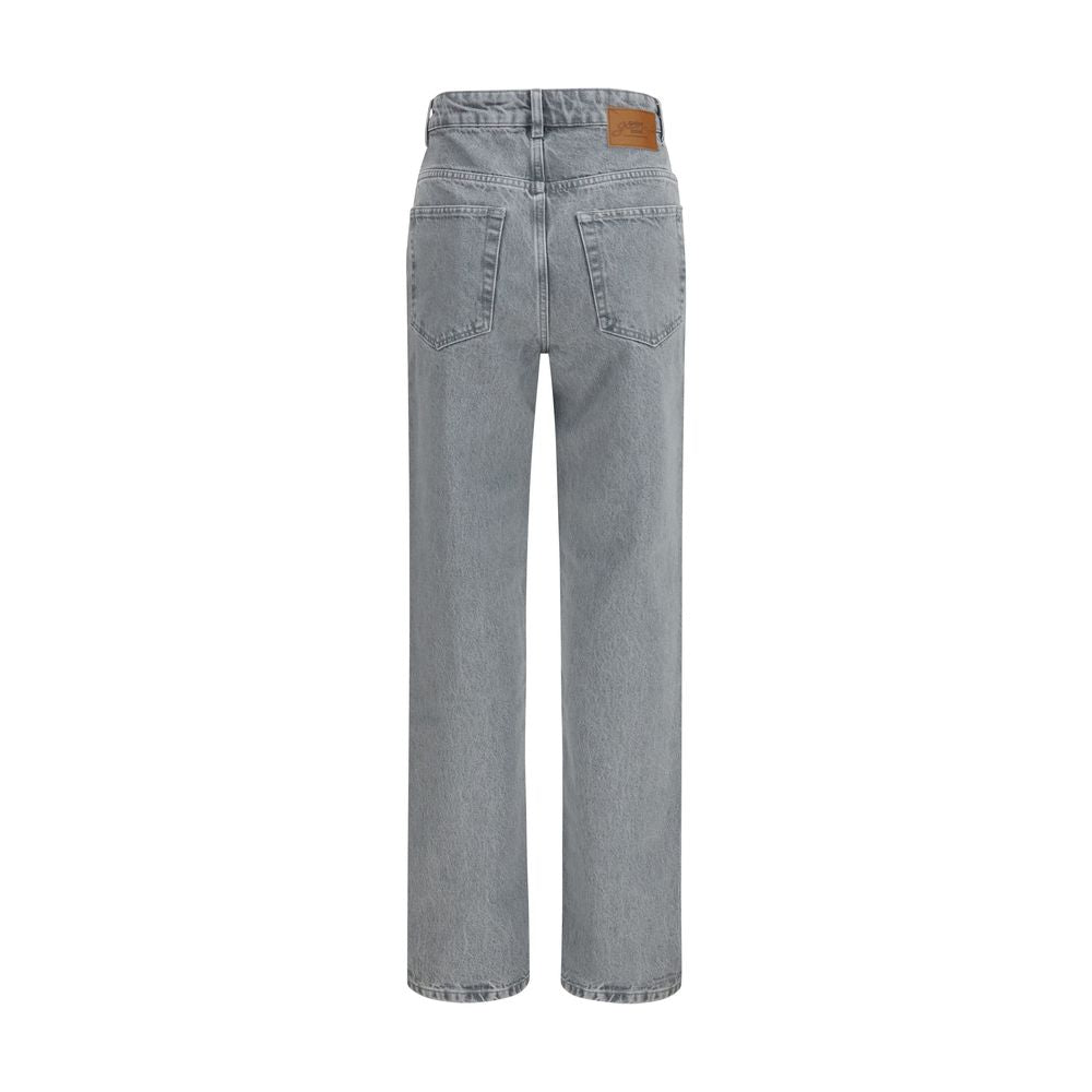 Ganni Gray Cotton Straight-Leg Women's Jeans