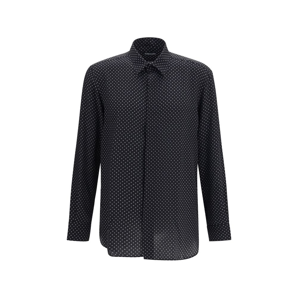 Tom Ford Black Silk Pattern Men's Shirt