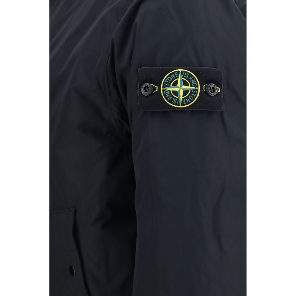 Stone Island Black Polyester Full-Length Men's Jacket