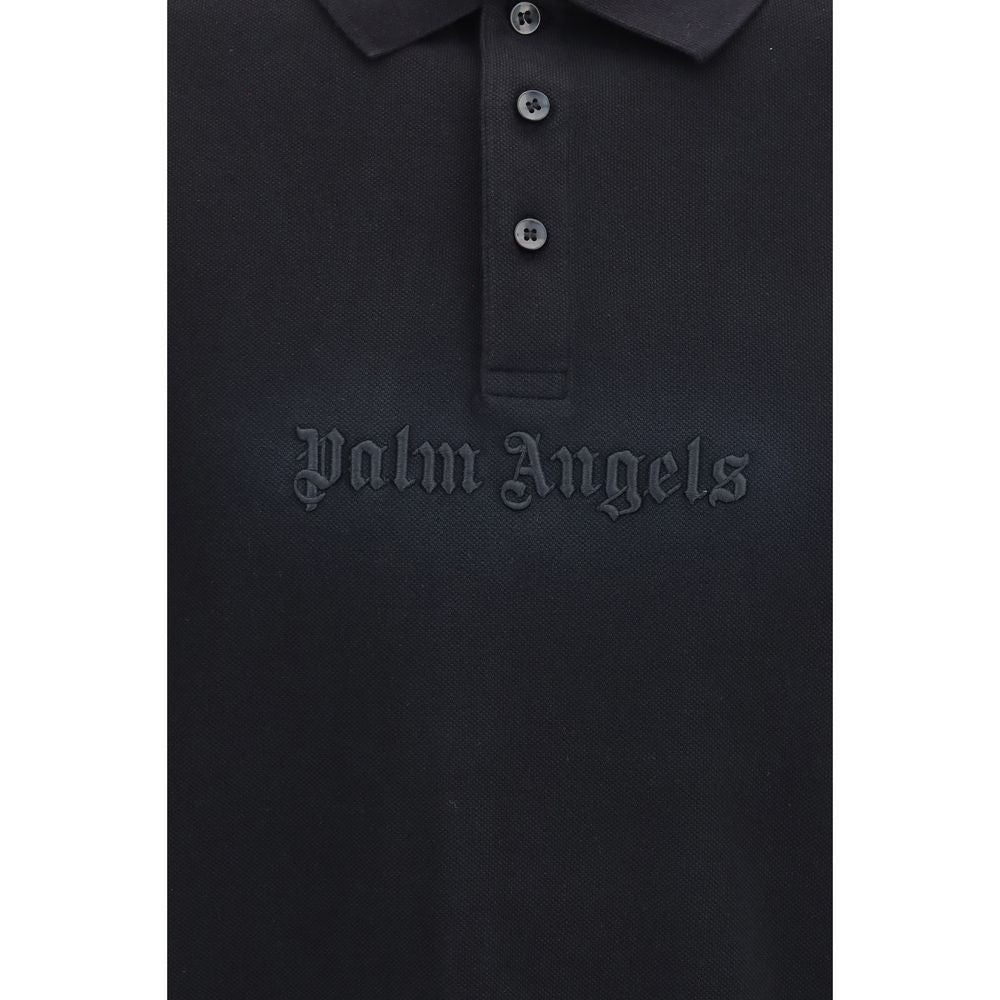 Palm Angels Black Cotton Polo Men's Shirt