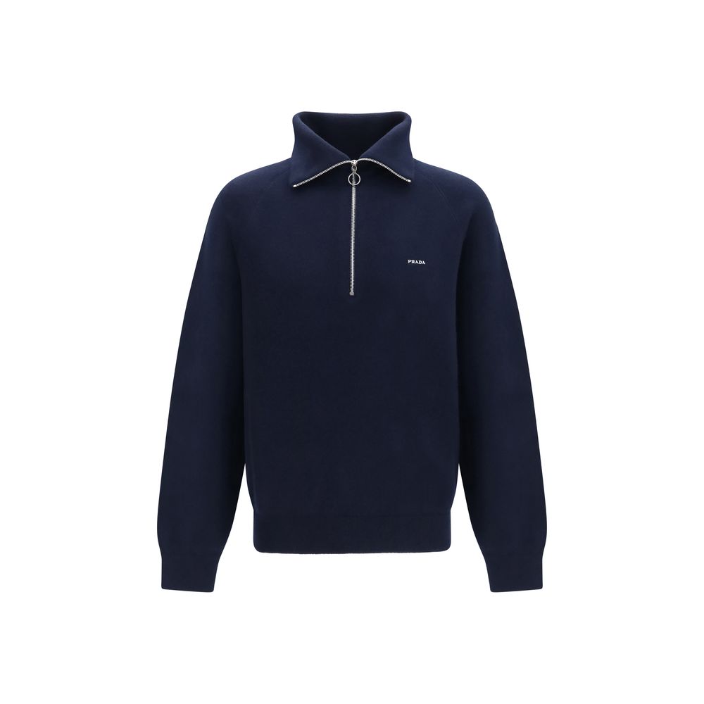 Prada Blue Wool Oves Aries Polo Men's Shirt