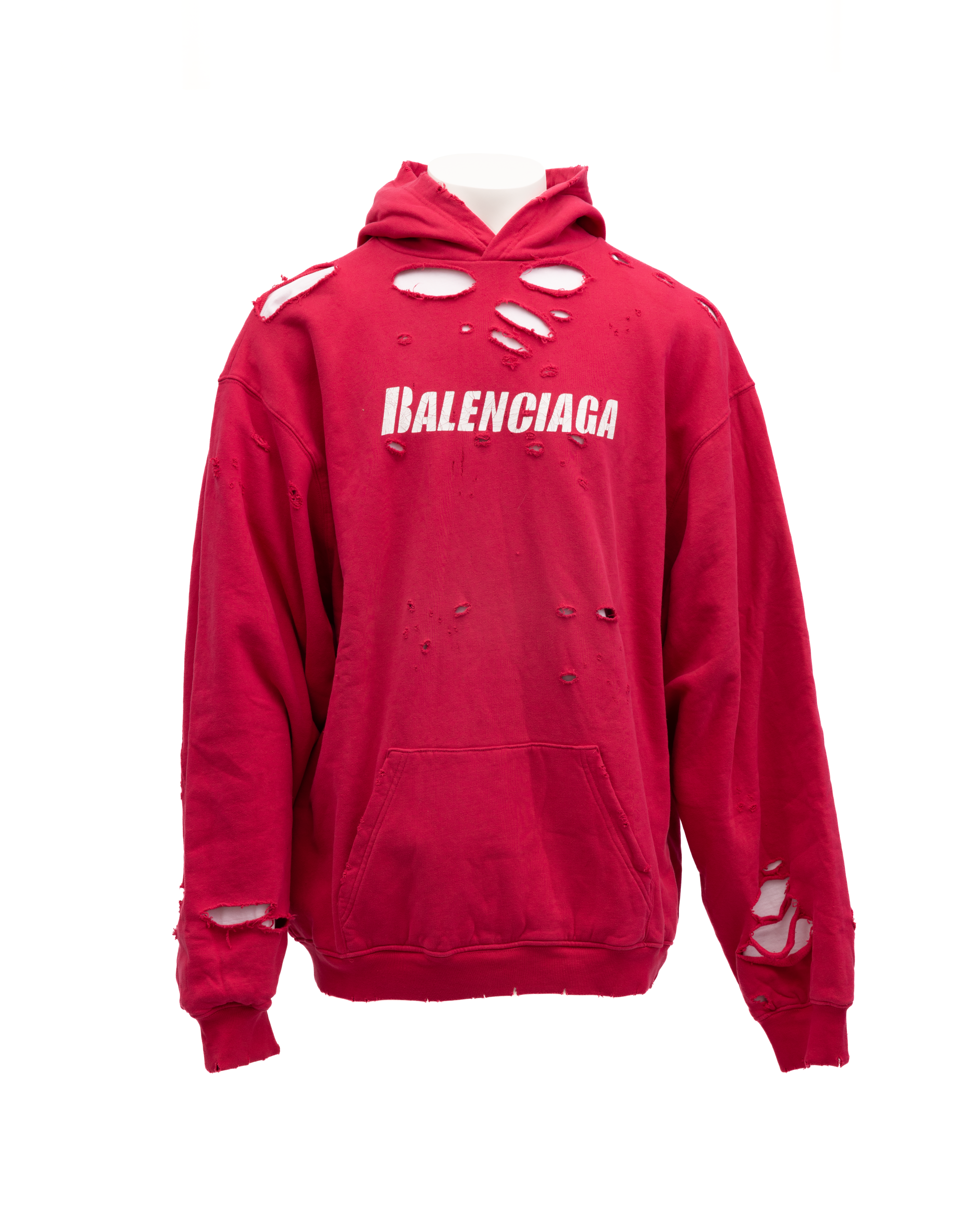 Balenciaga Red Cotton Hoodie Men's Sweatshirt