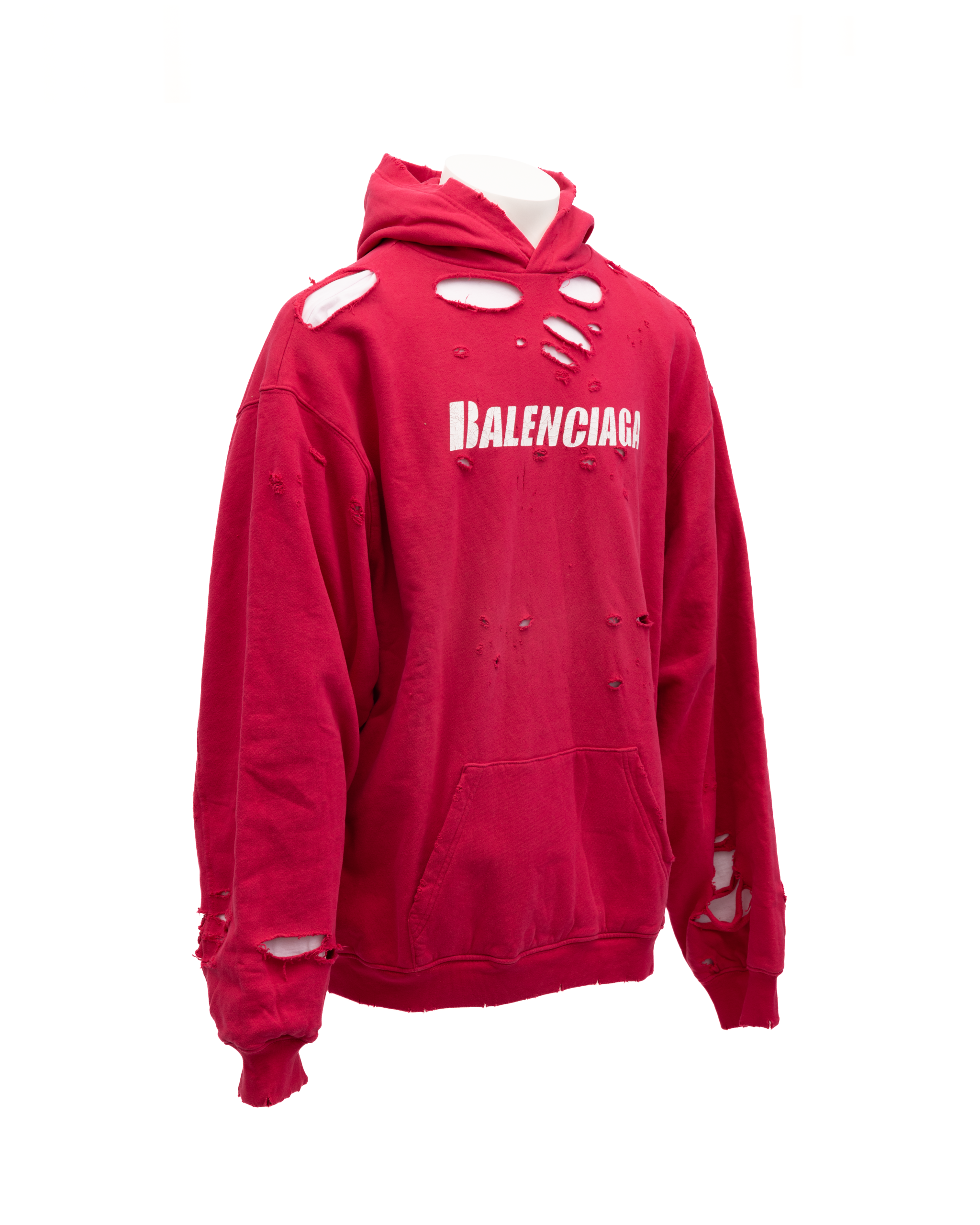 Balenciaga Red Cotton Hoodie Men's Sweatshirt