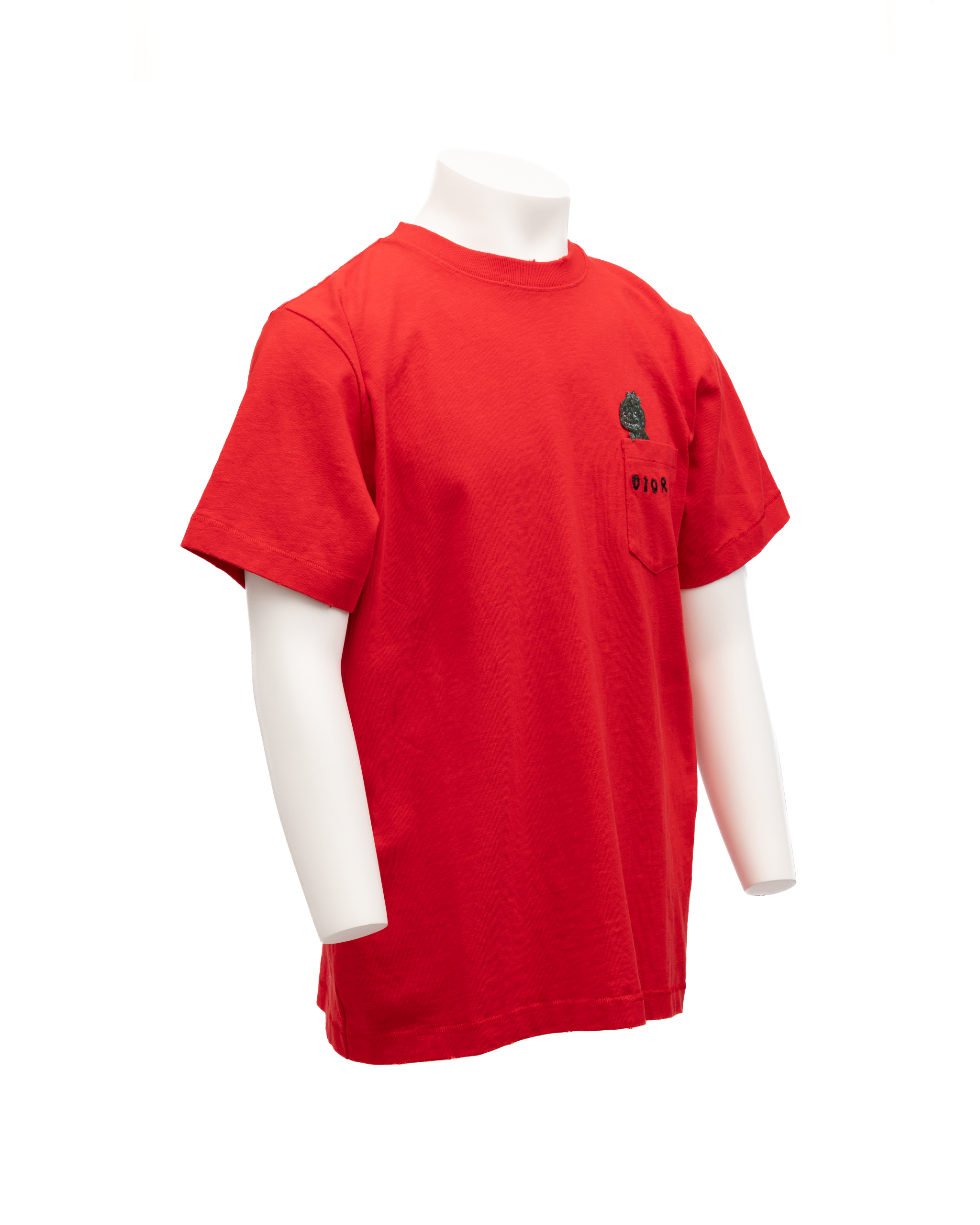Dior Red Cotton T-Shirts Crew Men's Neck