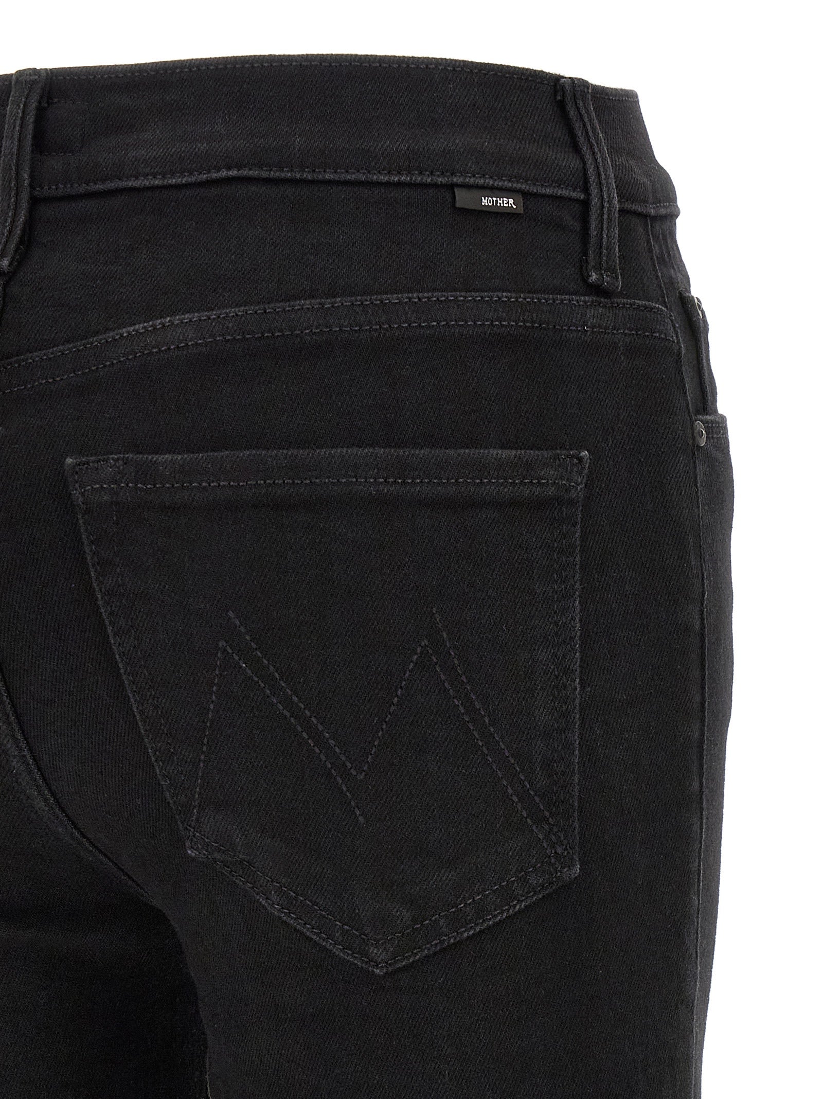 Mother Denim Black Cotton Flared Women's Jeans