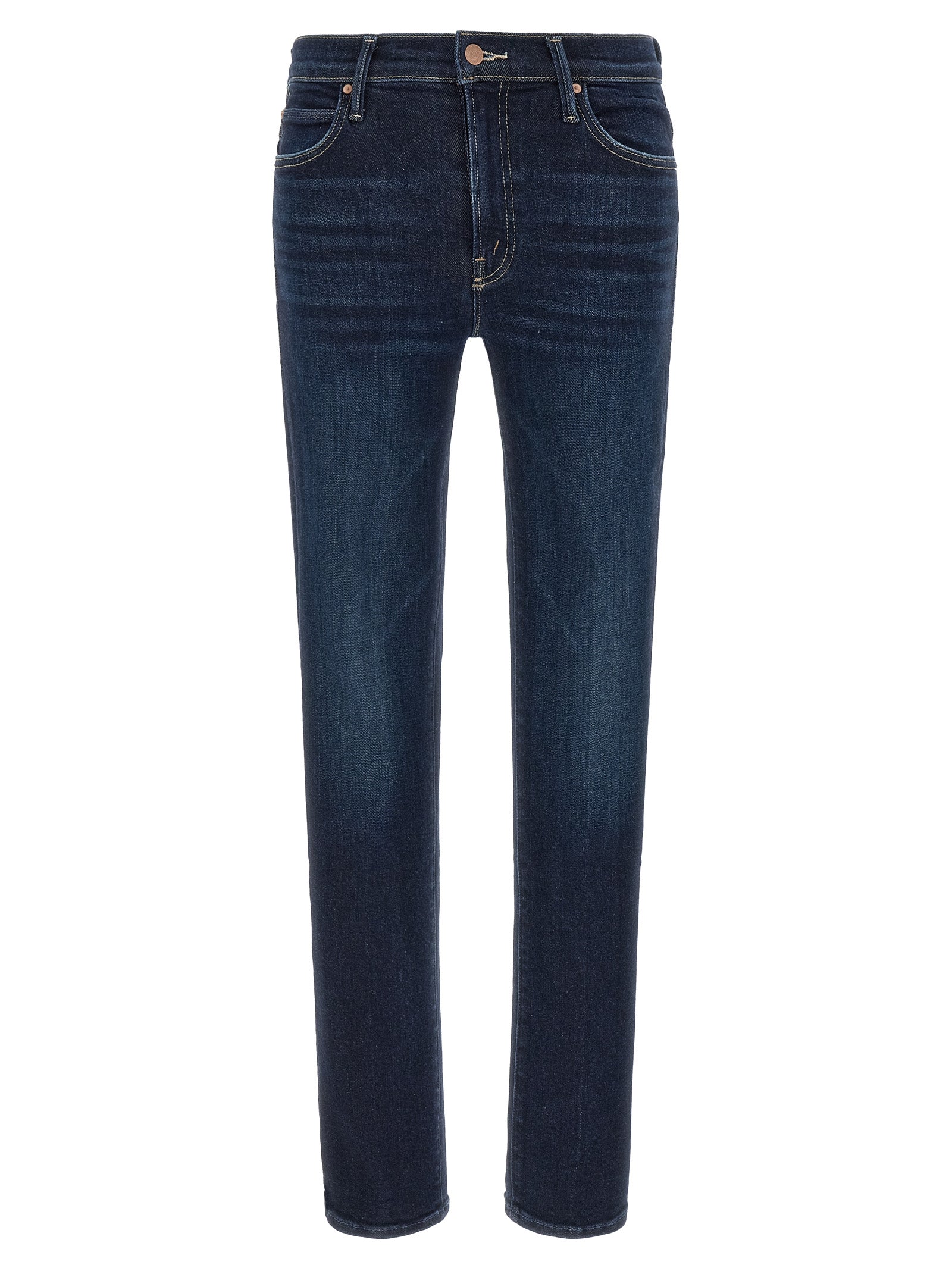 Mother Denim Blue Cotton Straight-Leg Women's Jeans